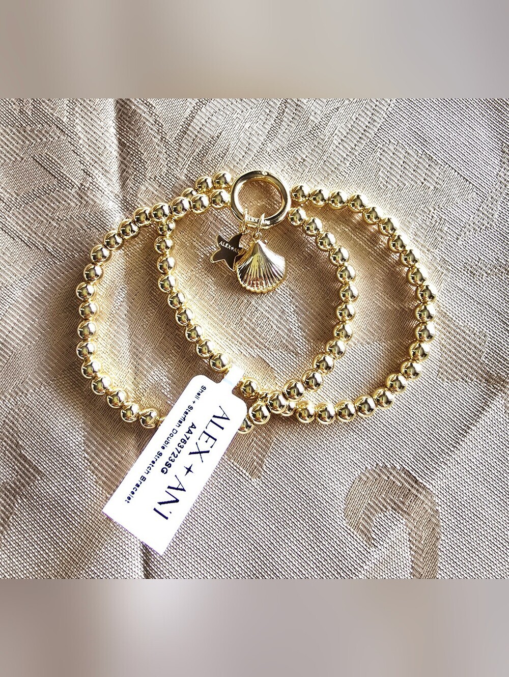 NEW! Alex and Ani Women's Double Stretch Seashell + Starfish Charm Bracelet